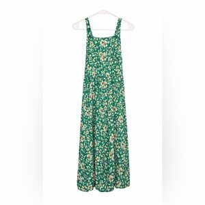 Jessica Simpson Green Floral Bow Back Midi Dress Women’s M Cottagecore Tiered